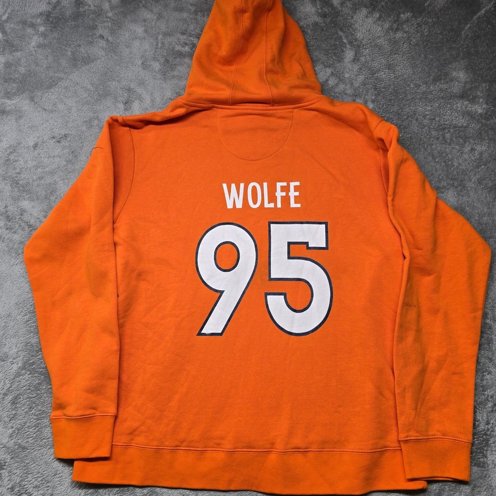 Fanatics Denver Broncos Derek Wolfe 95 NFL Pro Line Hoodie Mens XL Orange NWT - Picture 5 of 10